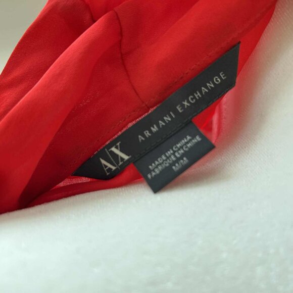 Armani Exchange Poppy Red Side-Tie Wrap Blouse With Flutter Sleeves – US M - Picture 5 of 11